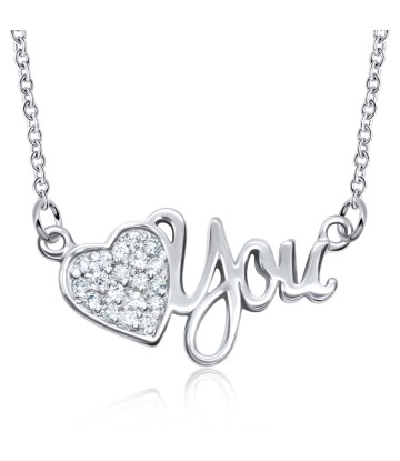 Romance CZ Heart Silver Necklace SPE-3532